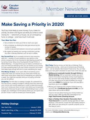 Winter Newsletter: Savings First 2020