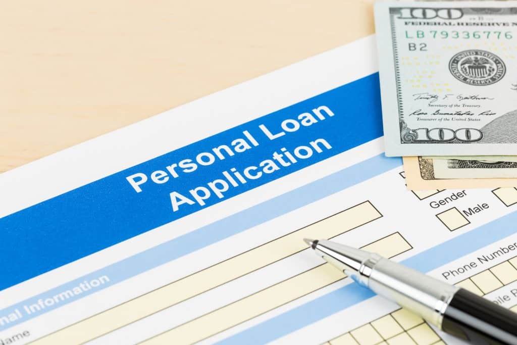 filling out a personal loan application form